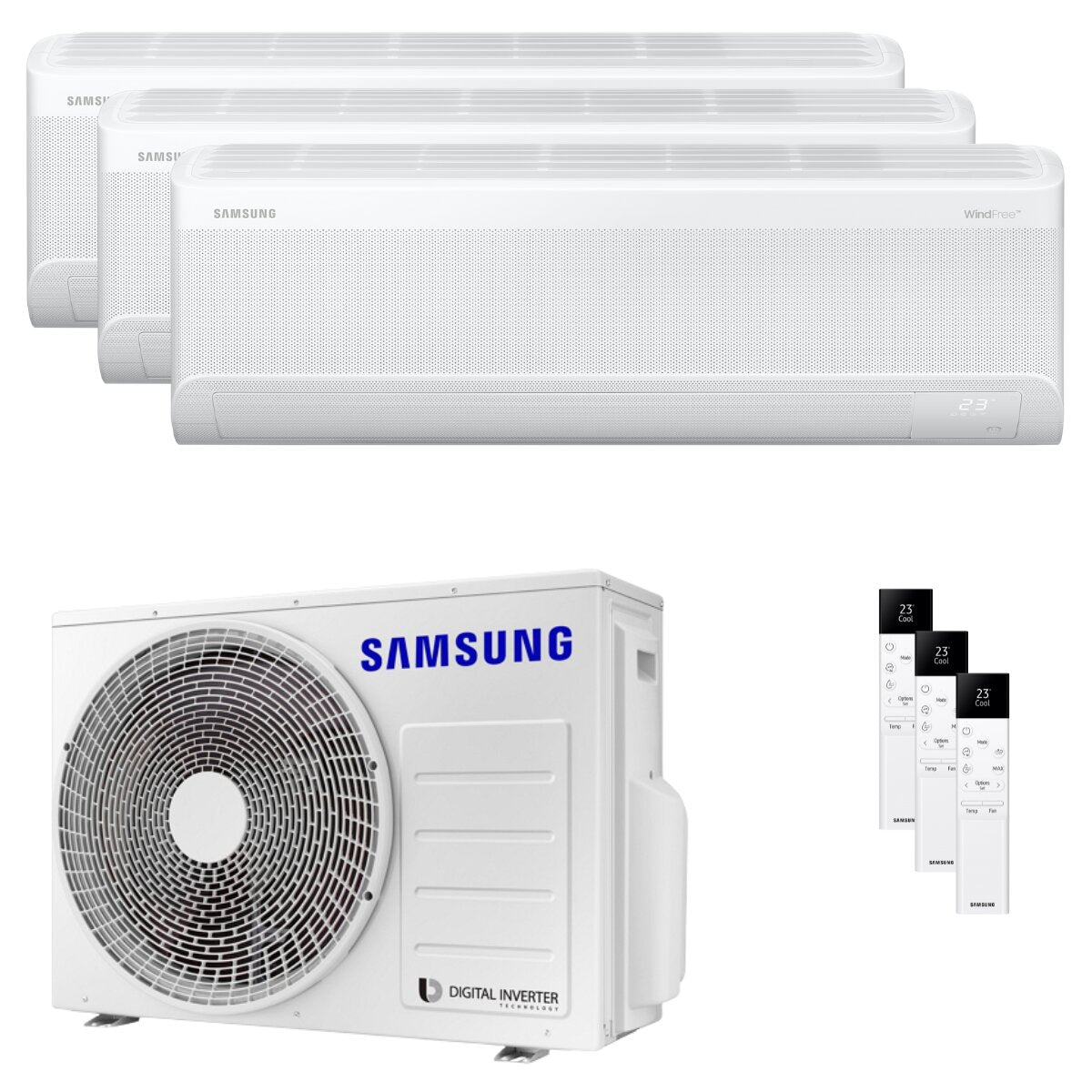 Samsung Windfree Elite S2 trial split air conditioner 7000+7000+7000 BTU inverter A++ wifi external unit 5.2 kW