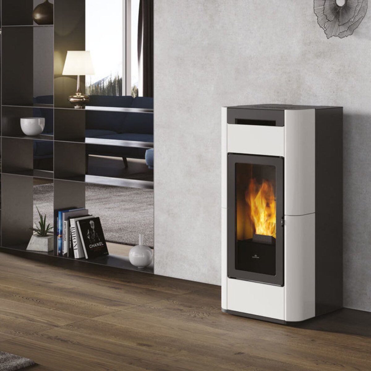 Edilkamin Tera H 25 Evo 25 kW WiFi Hydro Pellet Stove, Cream White