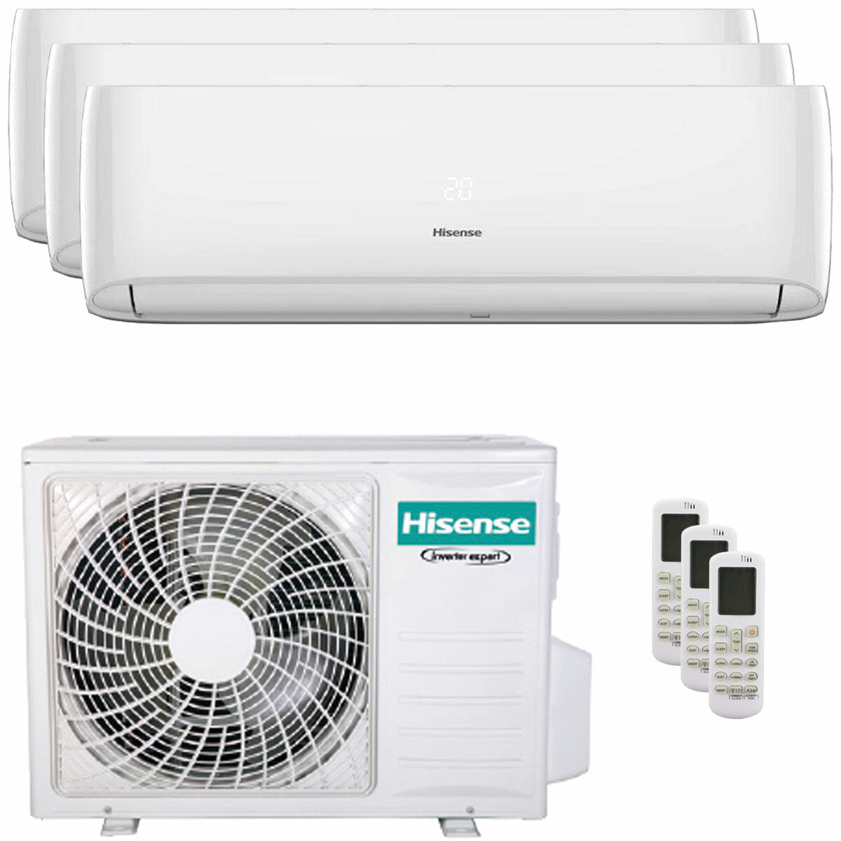 Hisense Hi-Comfort 2025 Trial Split Klimaanlage 9000+9000+12000 BTU Inverter A++ WLAN Außeneinheit 5,5 kW