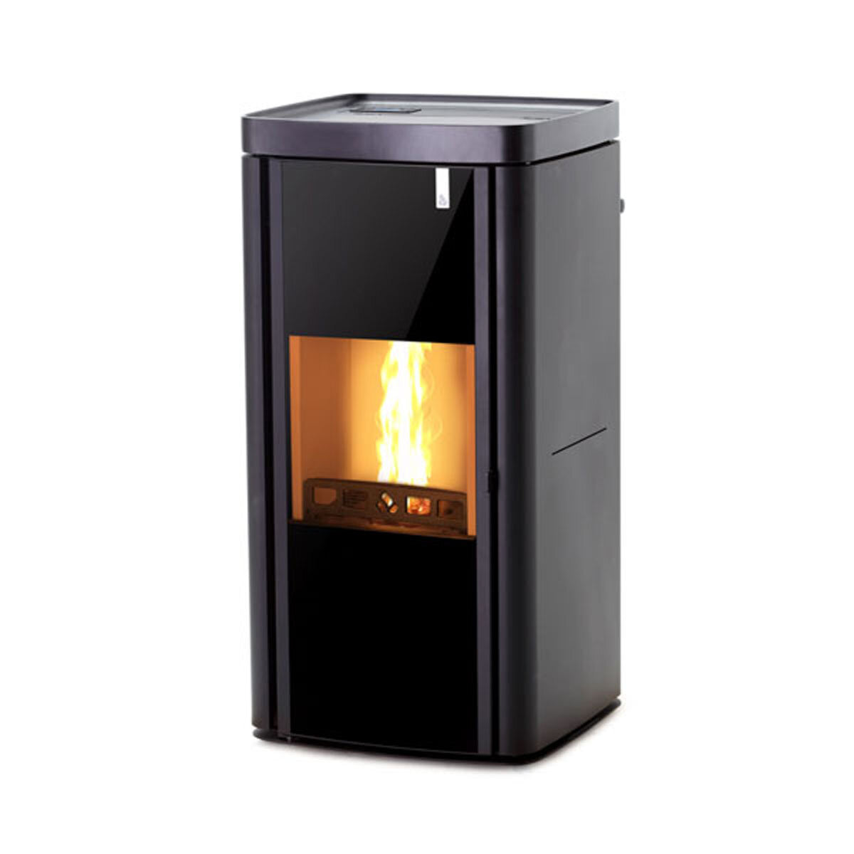 Poêle multi-combustibles Girolami Soft 26 noir, 24 kW, système hydronique + kit ECS