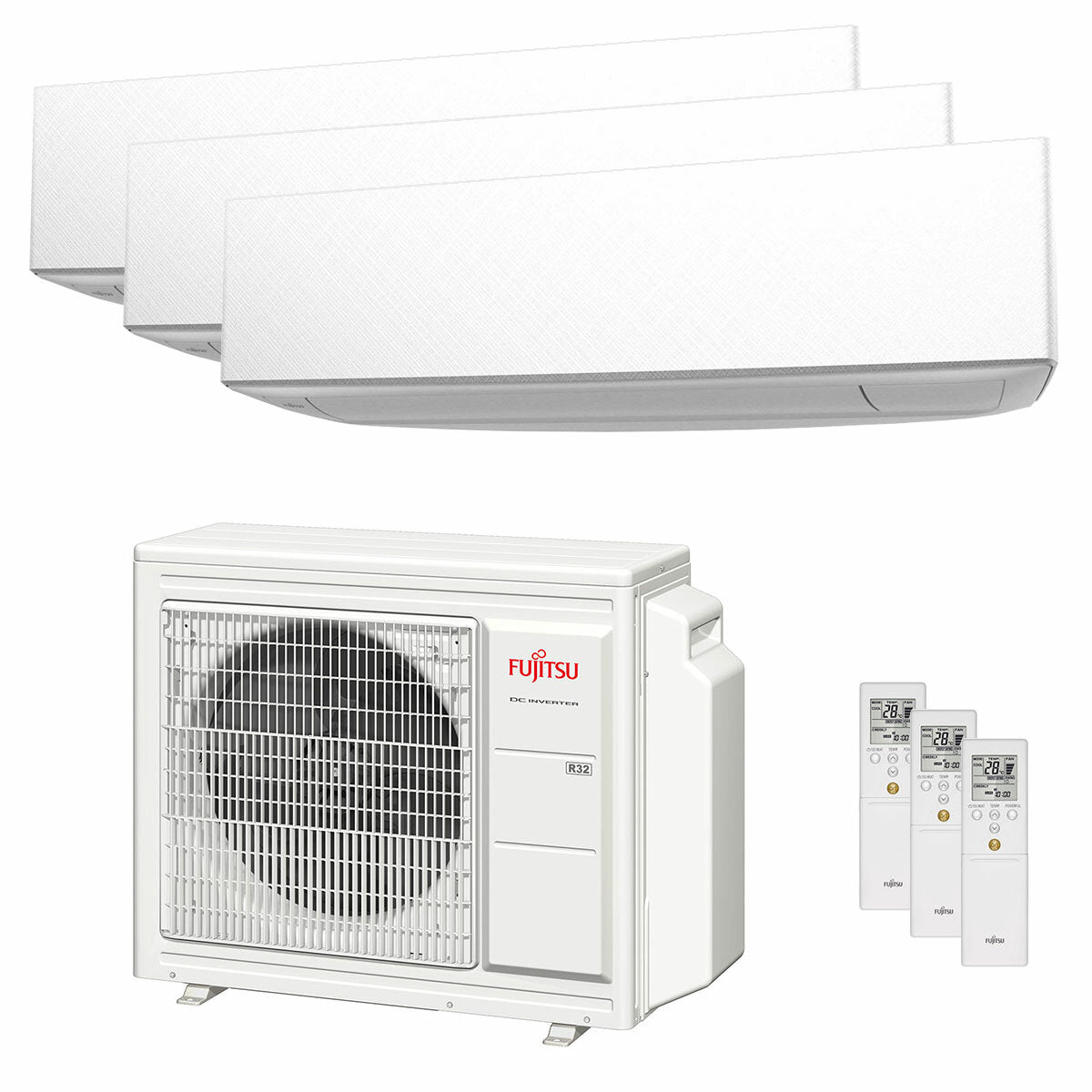 Fujitsu KE WiFi series trial split air conditioner 7000+9000+9000 BTU inverter A+++ wifi external unit 5.4 kW