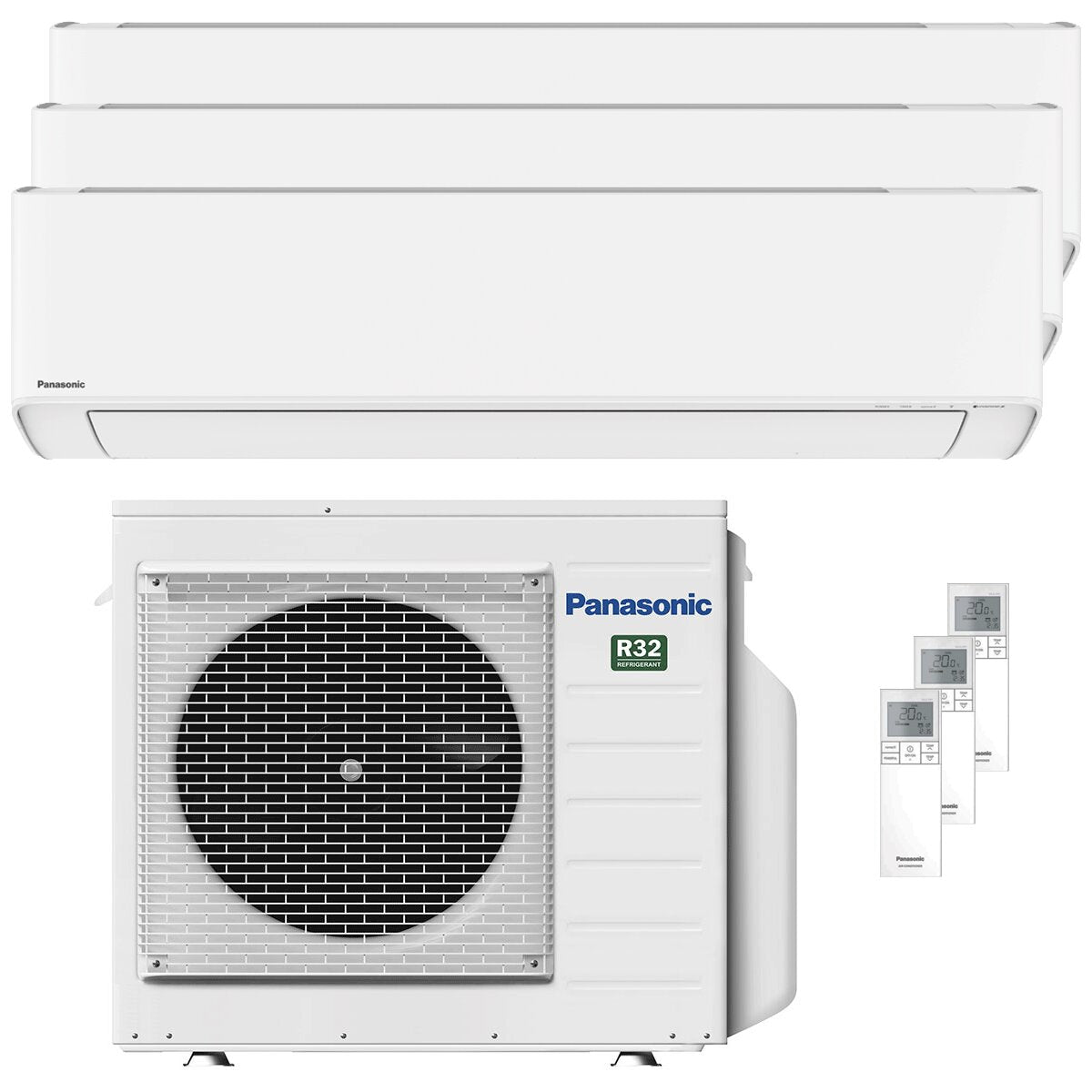 Climatiseur split Panasonic Etherea trial 9000+9000+9000 BTU inverter A+++ wifi unité externe 5,2 kW Blanc mat