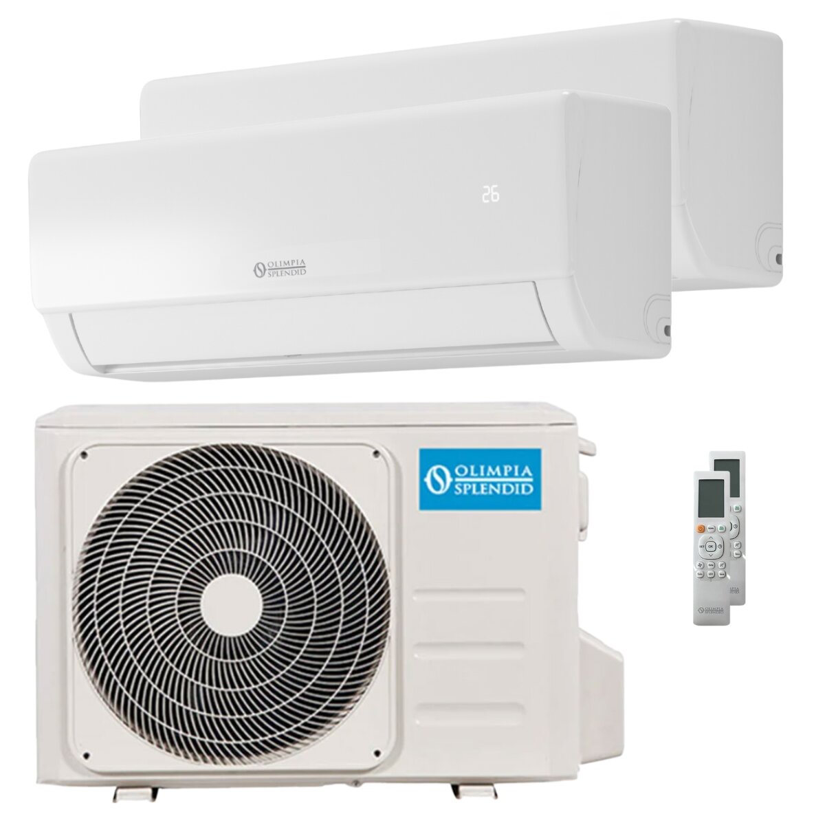 Climatiseur split double split Olimpia Splendid Nexya S5 E Inverter 18 000 + 18 000 BTU Inverter A++ avec Wi-Fi et unité extérieure de 8,2 kW 