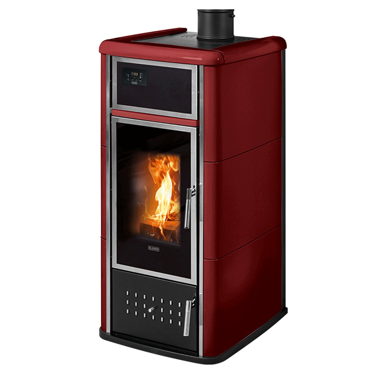 Klover Belvedere 20 26 kW Idro wood stove + ACS kit Bordeaux Lucido