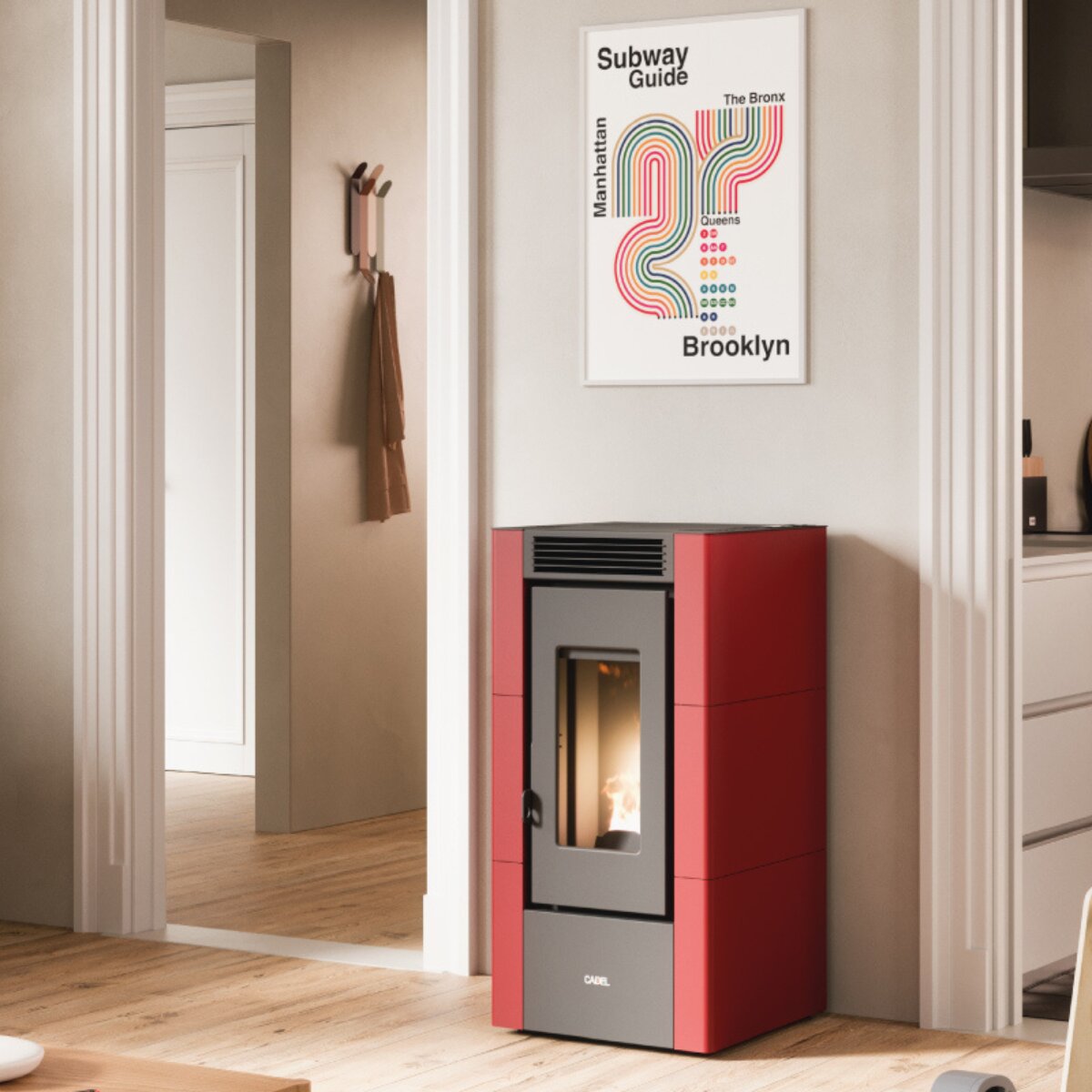 Cadel Cristal 6 Air Pellet Stove, 5.5 kW - WiFi, Red