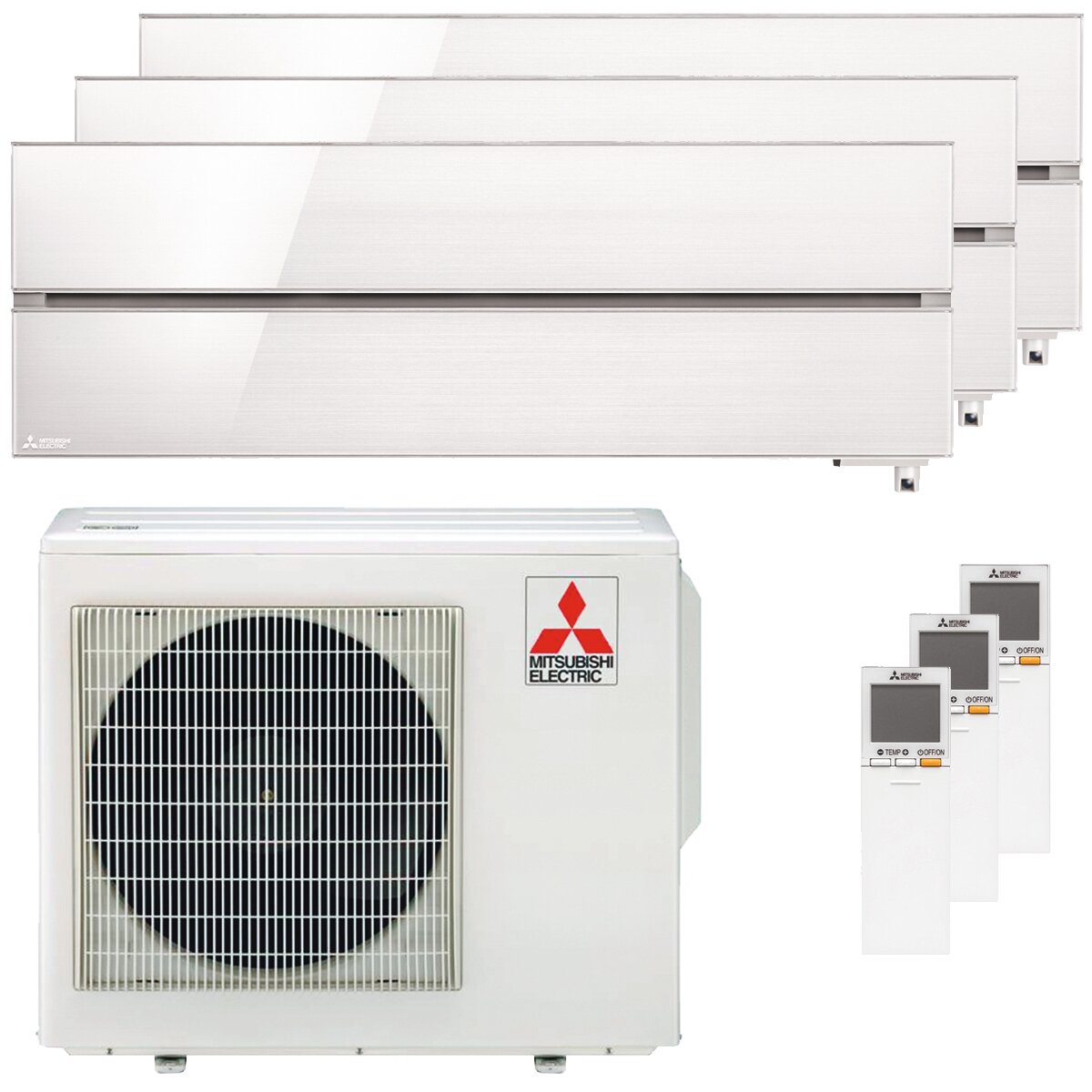 Climatiseur trial split Mitsubishi Electric Kirigamine Style MSZ-LN 9000 + 9000 + 12000 BTU inverter A++ extérieur wifi 5,4 kW blanc