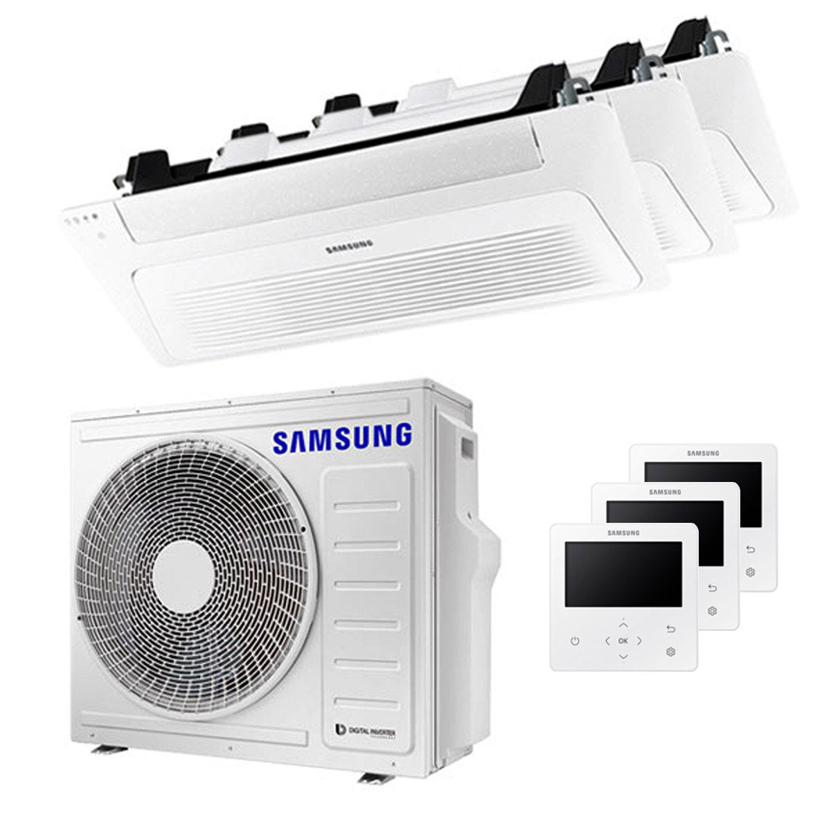 Samsung Air Conditioner Cassette WindFree 1 Way trial split 12000 + 12000 + 12000 BTU inverter A ++ outdoor unit 6,8 kW