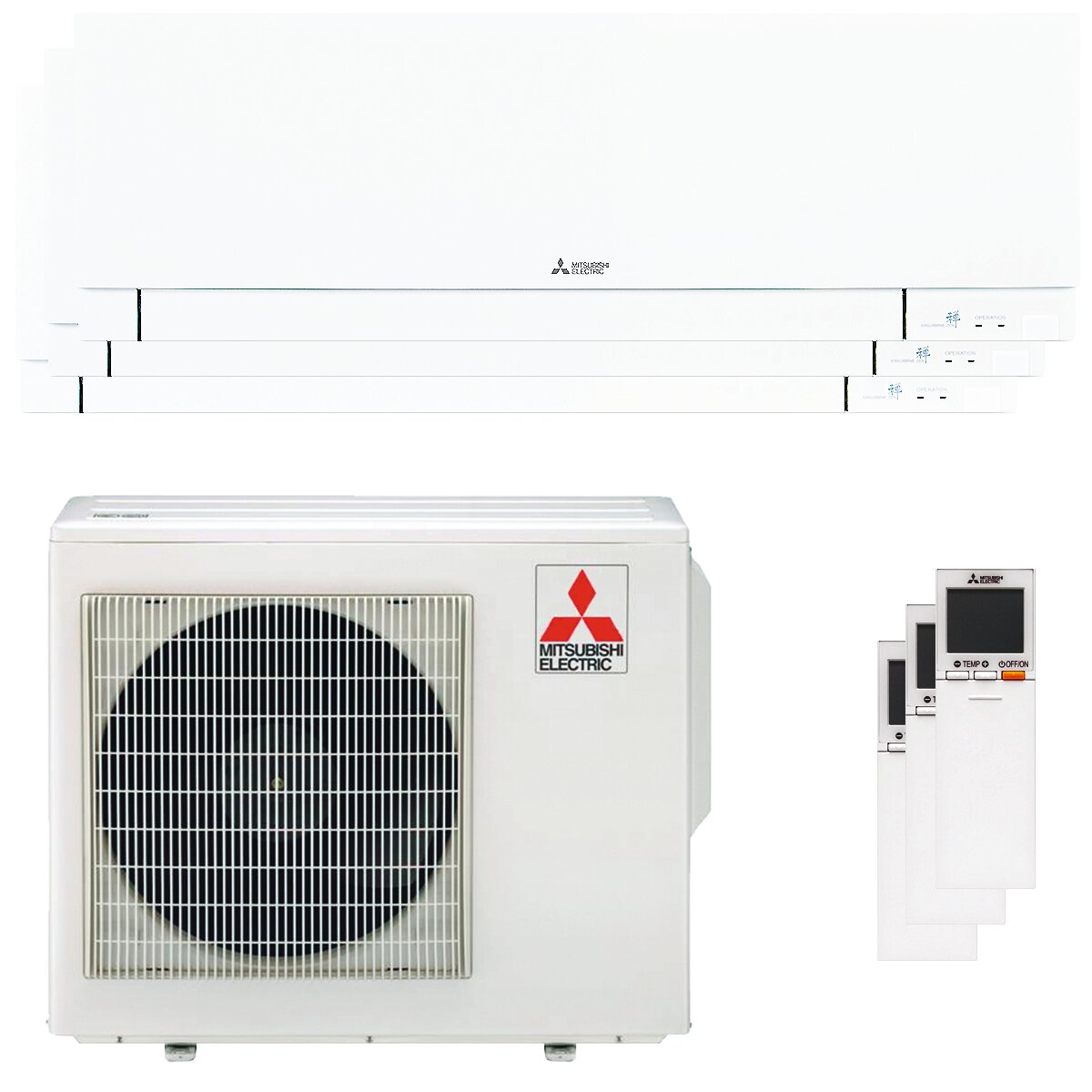 Mitsubishi Electric Kirigamine Zen MSZ-EF trial split air conditioner 9000 + 9000 + 12000 BTU inverter A ++ outdoor wifi 5.4 kW white
