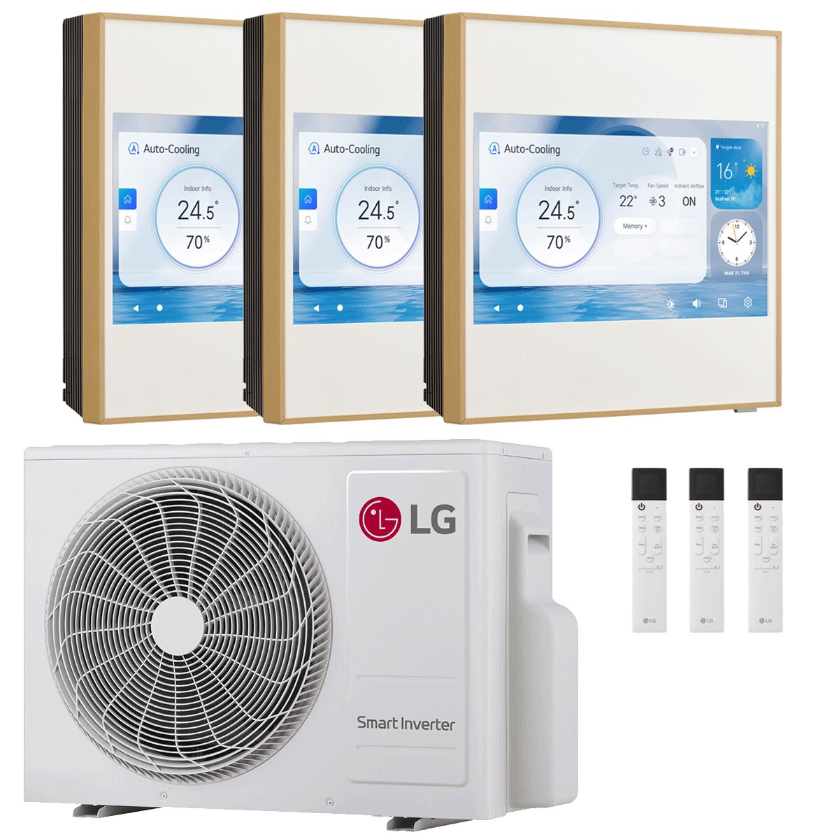 LG ARTCOOL Gallery LCD Testgerät Split-Klimaanlage 9000+9000+9000 BTU Inverter A+++ WLAN-Außeneinheit 5,3 kW 