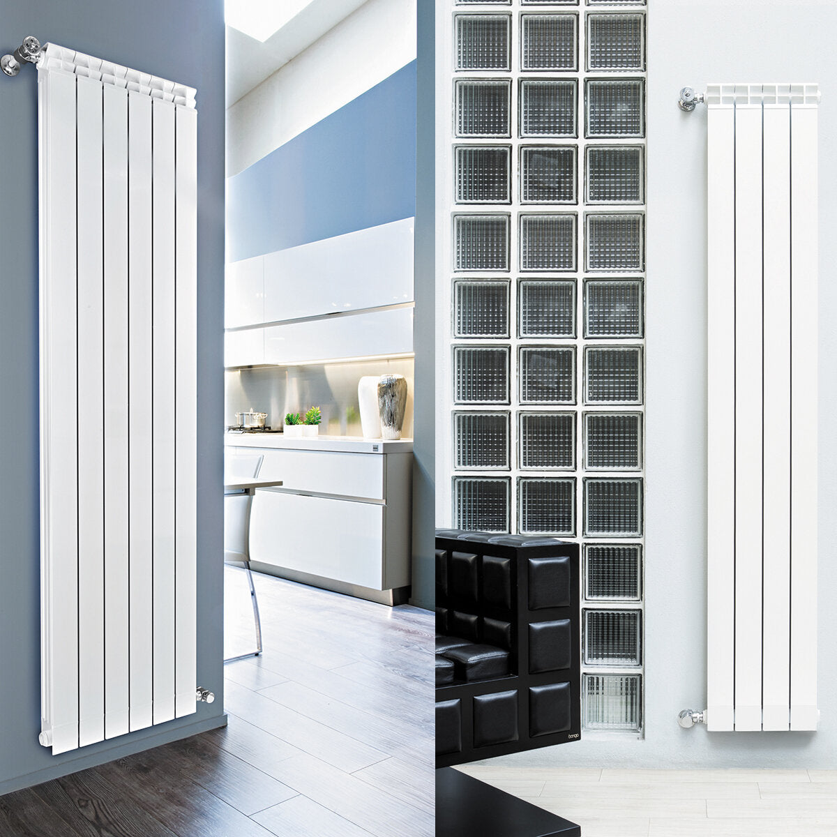 Fondital room furnishing radiator in aluminum 3 elements GARDA DUAL 80 center distance 1400 mm