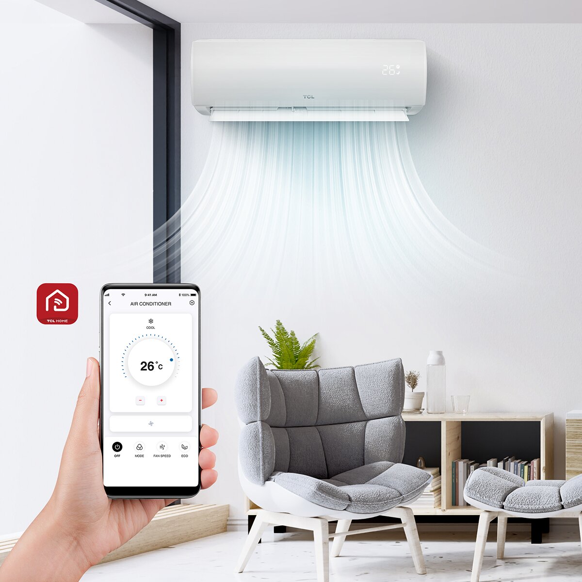TCL Elite F2 Quadri Split Air Conditioner 9000+9000+12000+12000 BTU Inverter A++ Wifi External Unit 9.4 kW