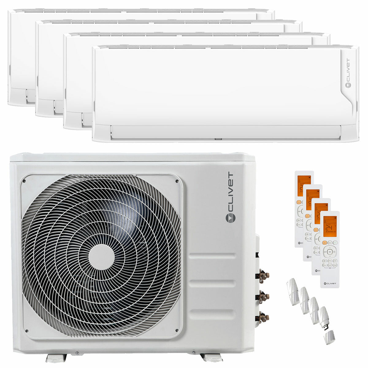 Clivet Cristallo Klimaanlage 2 Split-Panels 9000+9000+9000+9000 BTU Wechselrichter A++ WLAN-Außeneinheit 8,2 kW 