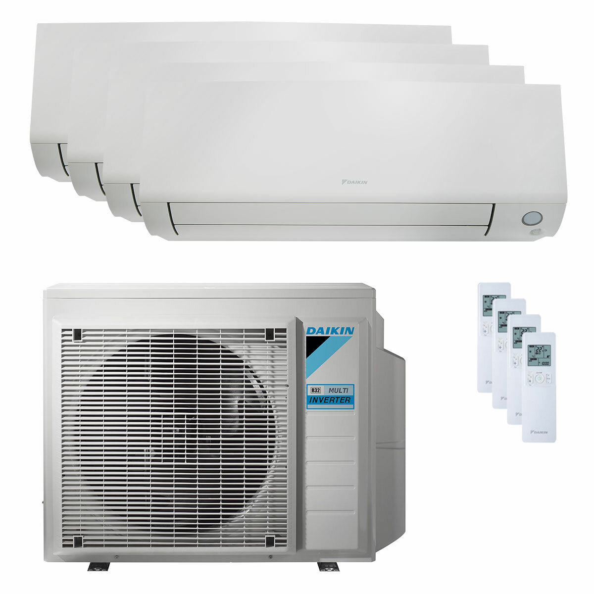 Daikin Perfera All Seasons Klimaanlage Quadri Split Panels 5000+5000+7000+15000 BTU Inverter A++ WLAN-Außeneinheit 6,8 kW 