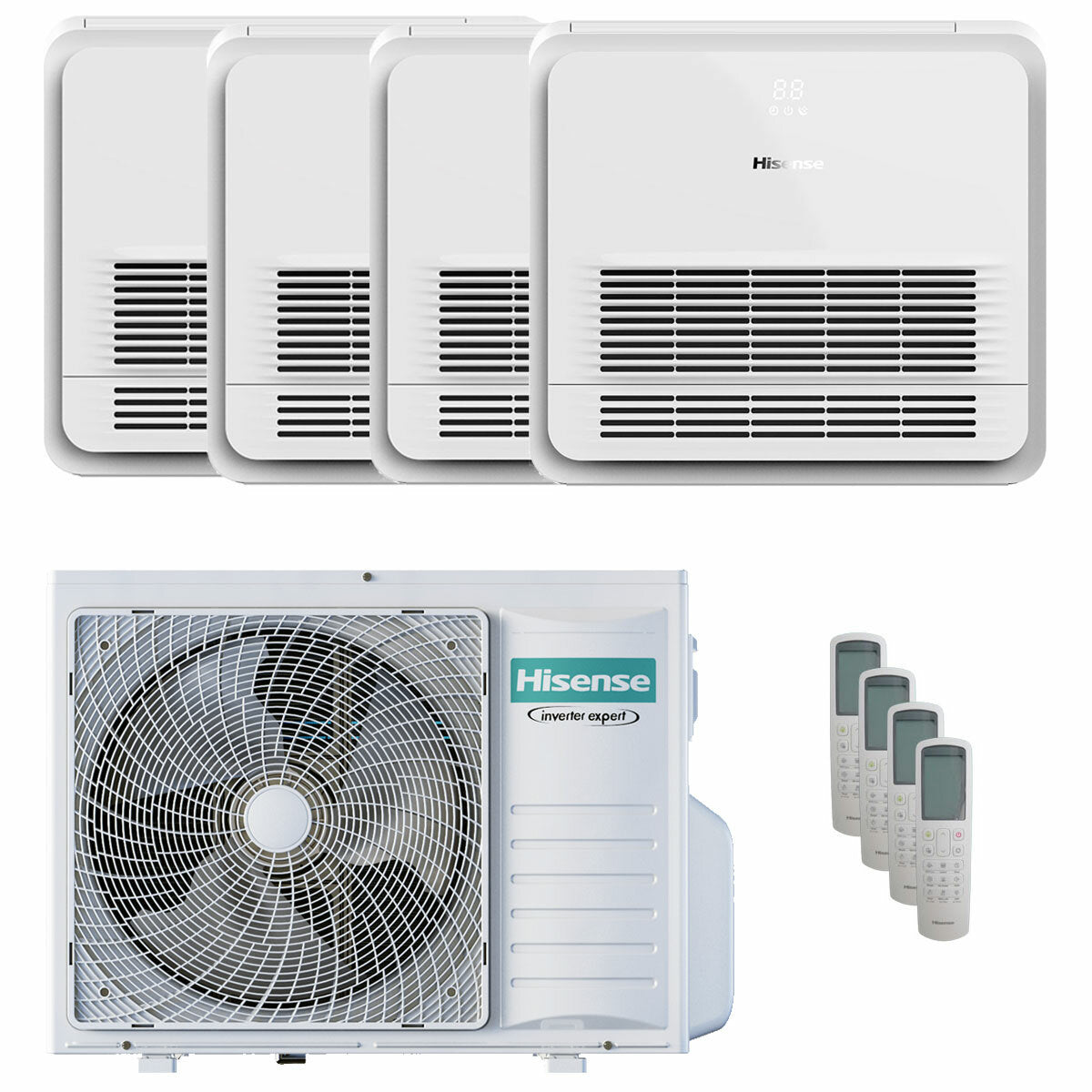 Hisense Console AKT climatiseur quadri split 9000+9000+9000+9000 BTU inverter A++ unité extérieure 8 kW 2023