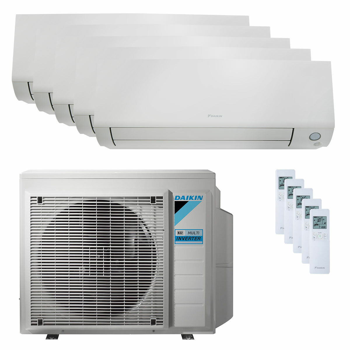 Daikin Perfera All Seasons Penta-Split-Klimaanlage 9000+9000+9000+9000+12000 BTU Inverter A++ WLAN-Außeneinheit 7,8 kW 