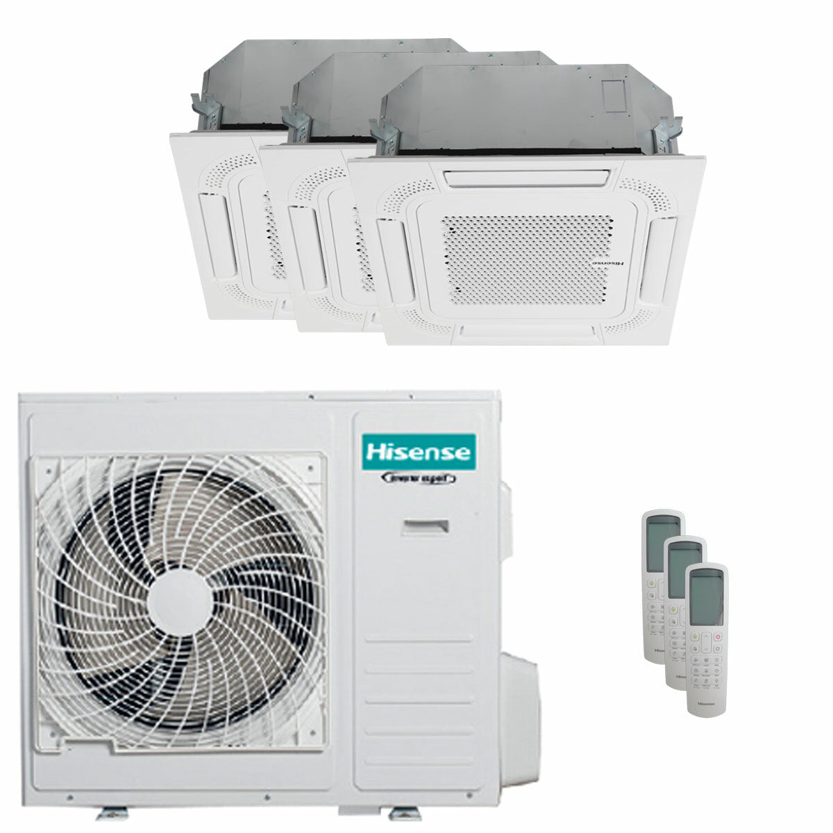Hisense air conditioner Cassette ACT trial split 12000+12000+18000 BTU inverter A++ outdoor unit 10 kW