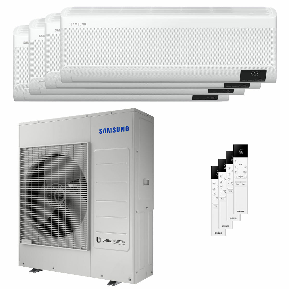 Samsung Windfree Elite 2023 climatiseur quadri split 12000+12000+12000+12000 BTU onduleur A++ wifi unité extérieure 10 kW