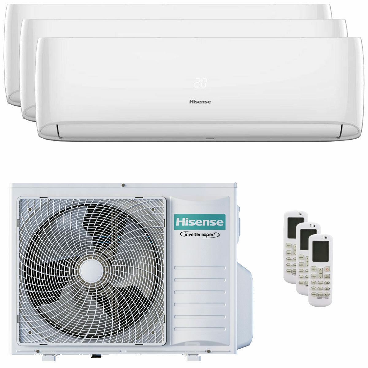 Hisense Hi-Comfort 2025 trial split air conditioner 9000+12000+18000 BTU inverter A++ wifi external unit 8 kW