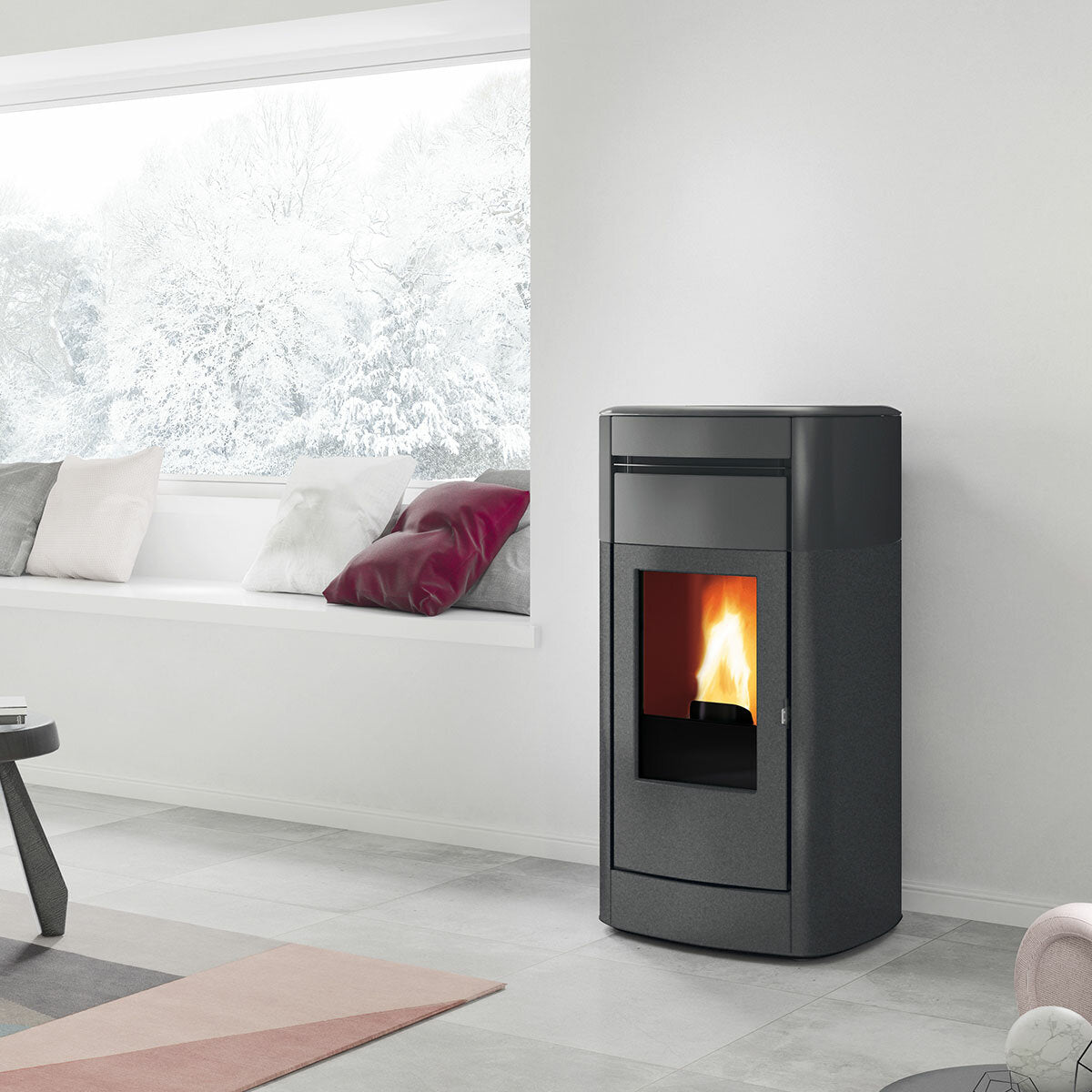 Edilkamin Vyda2 H 22 Up 22.8 kW Idro WiFi pellet stove Dark gray