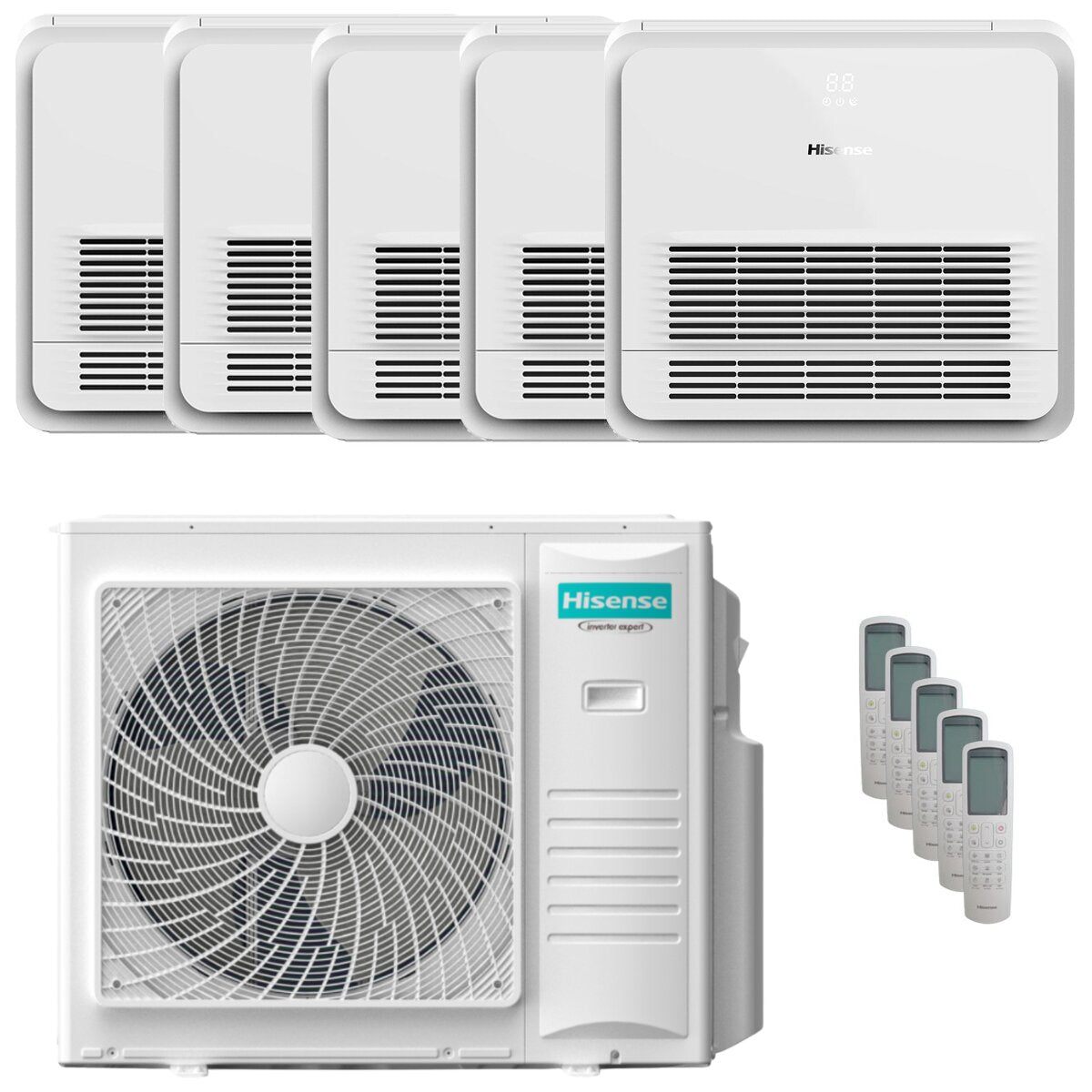 Hisense Console AKT Penta-Split-Klimaanlage (9000+9000+9000+9000+9000 BTU, Inverter, Energieeffizienzklasse A++), 10-kW-Außengerät