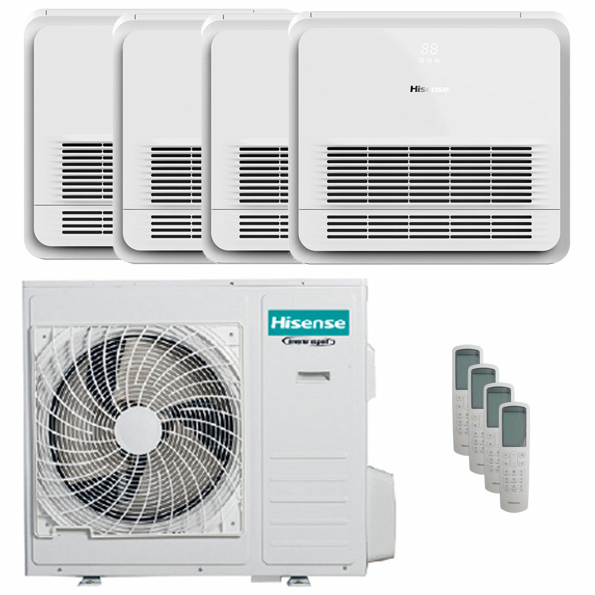 Hisense Console AKT air conditioner quadri split 9000+9000+9000+18000 BTU inverter A++ outdoor unit 10 kW