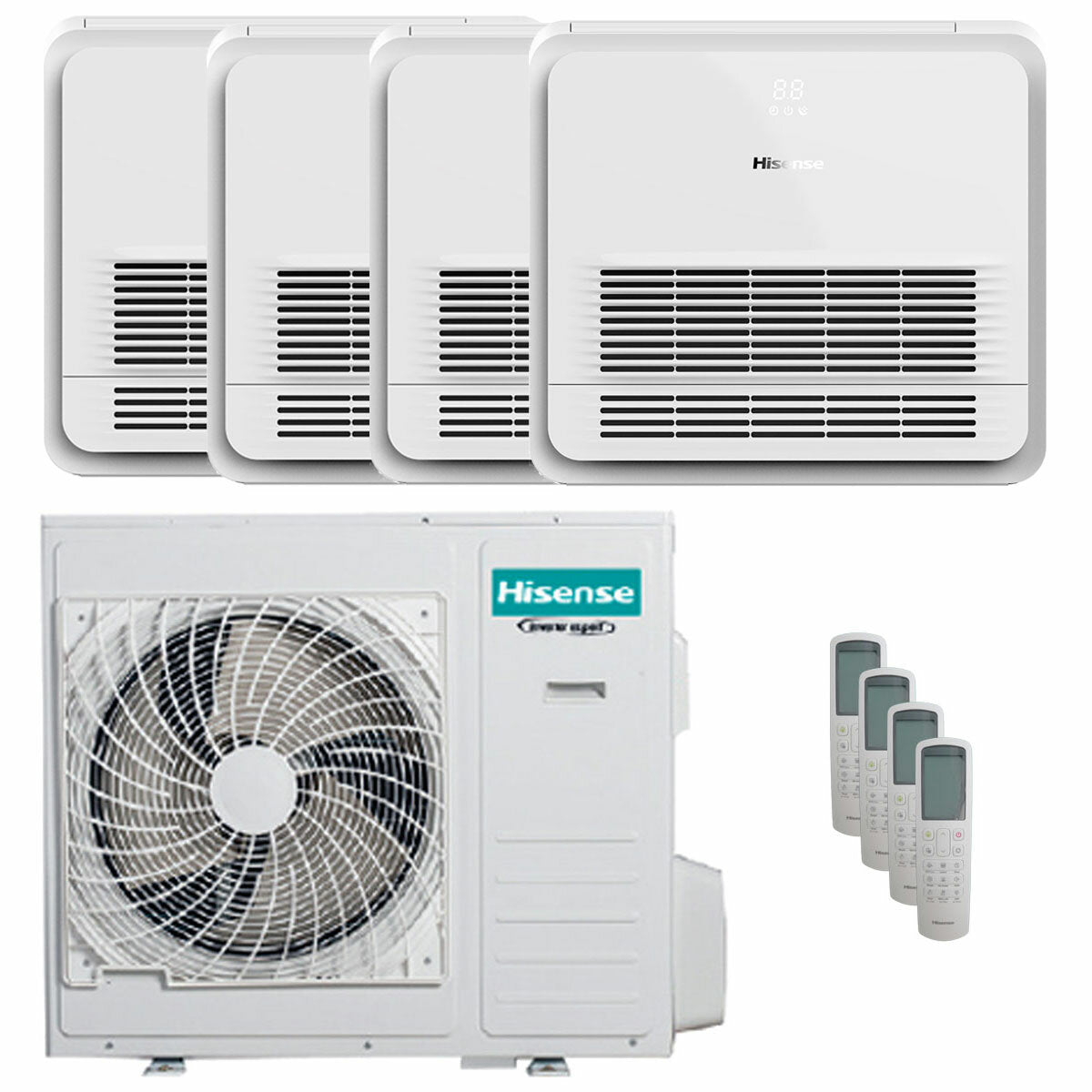 Hisense Console AKT climatiseur quadri split 9000+9000+18000+18000 BTU inverter A++ unité extérieure 10 kW