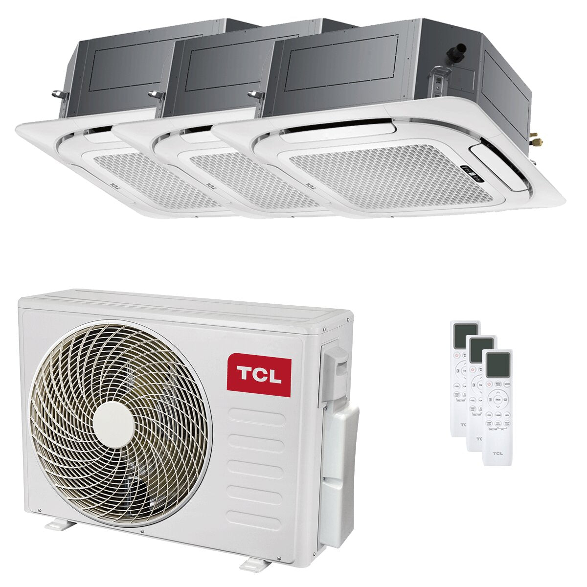 TCL Cassette 4-way air conditioner S Series trial split 9000+9000+18000 BTU inverter A++ wifi external unit 7.9 kW