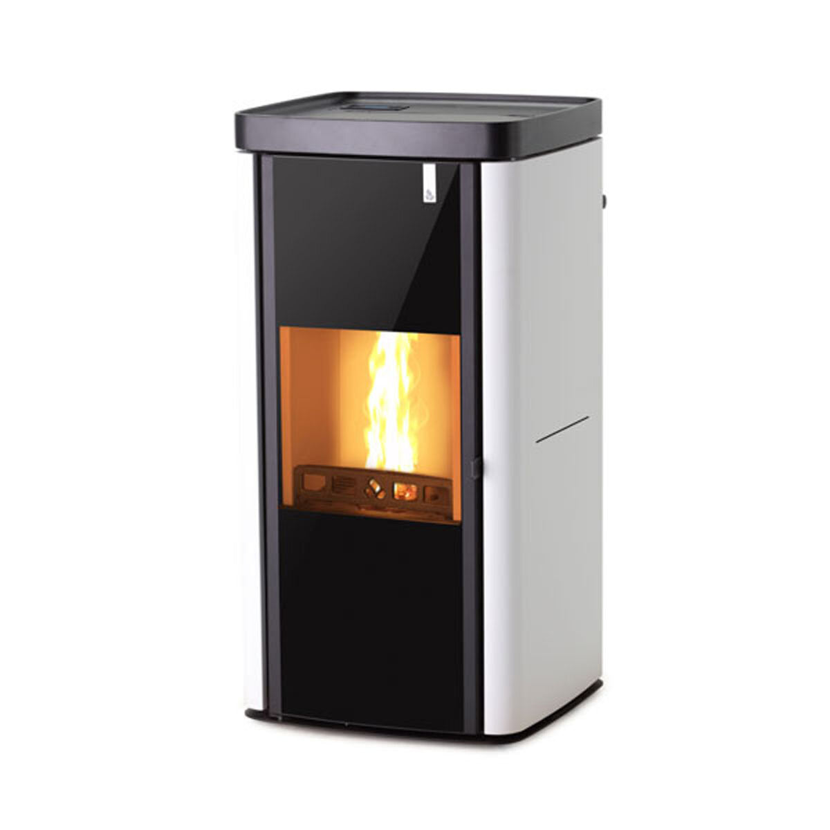 Poêle multi-combustibles Girolami Soft 22 blanc, 22 kW, système hydronique + kit ECS