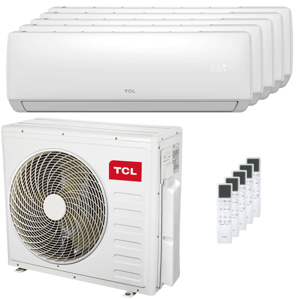 TCL Elite F2 Penta Split Klimaanlage 9000+9000+9000+18000+18000 BTU Inverter A++ WLAN Außeneinheit 12,2 kW 