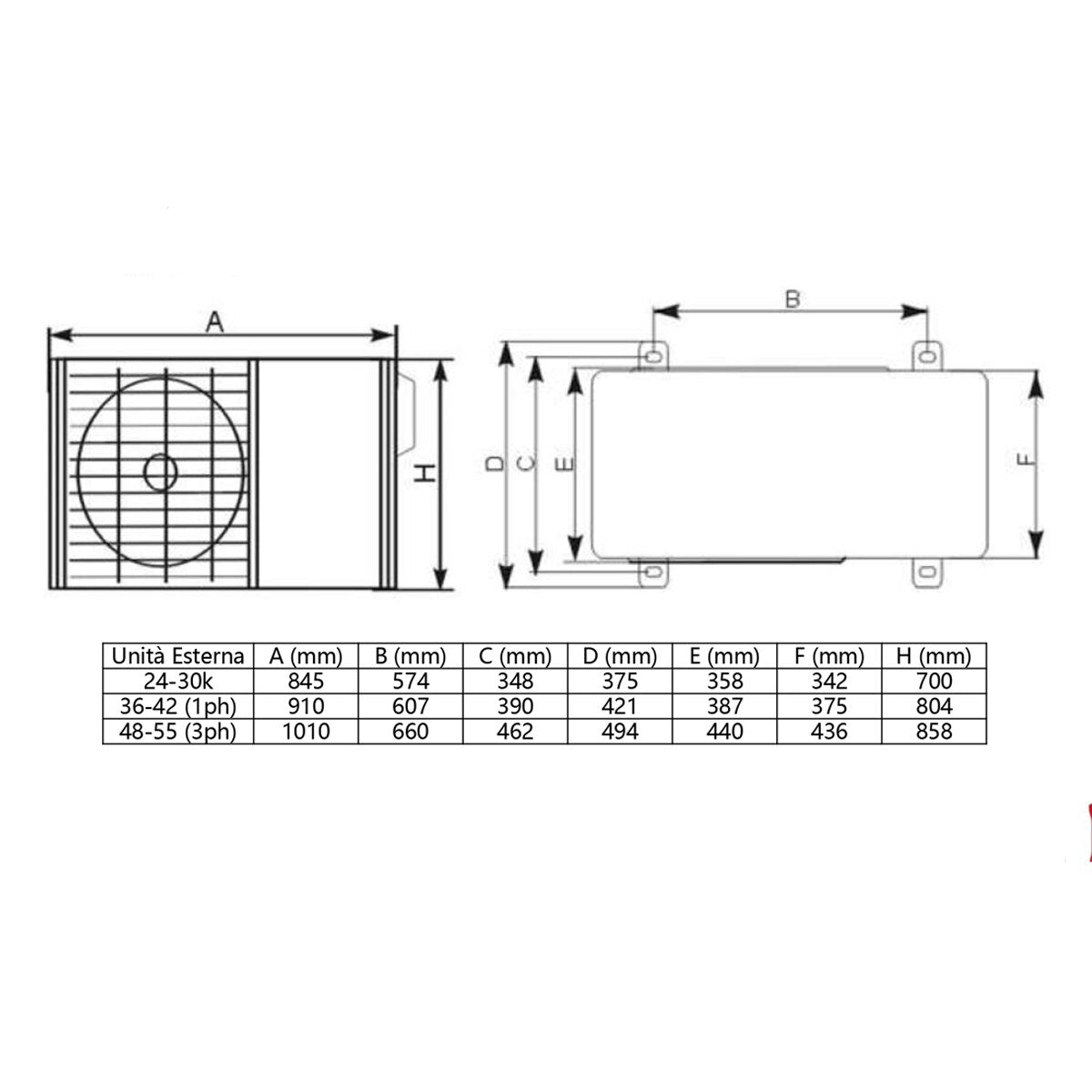 TCL Kassetten-4-Wege-Klimaanlage S-Serie Standard 24000 BTU R32 Inverter WLAN A++/A+