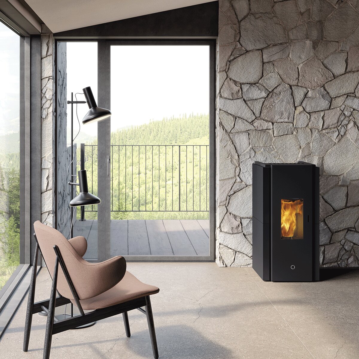 Poêle à pellets EK63 ZONE80 - Groupe Edilkamin - 7,6 kW hermétique Noir