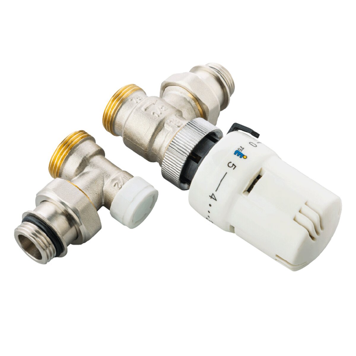 Ercos-Thermostat-Set mit Ventil und quadratischer Rücklaufverschraubung Typ 1/2" Eisenanschluss