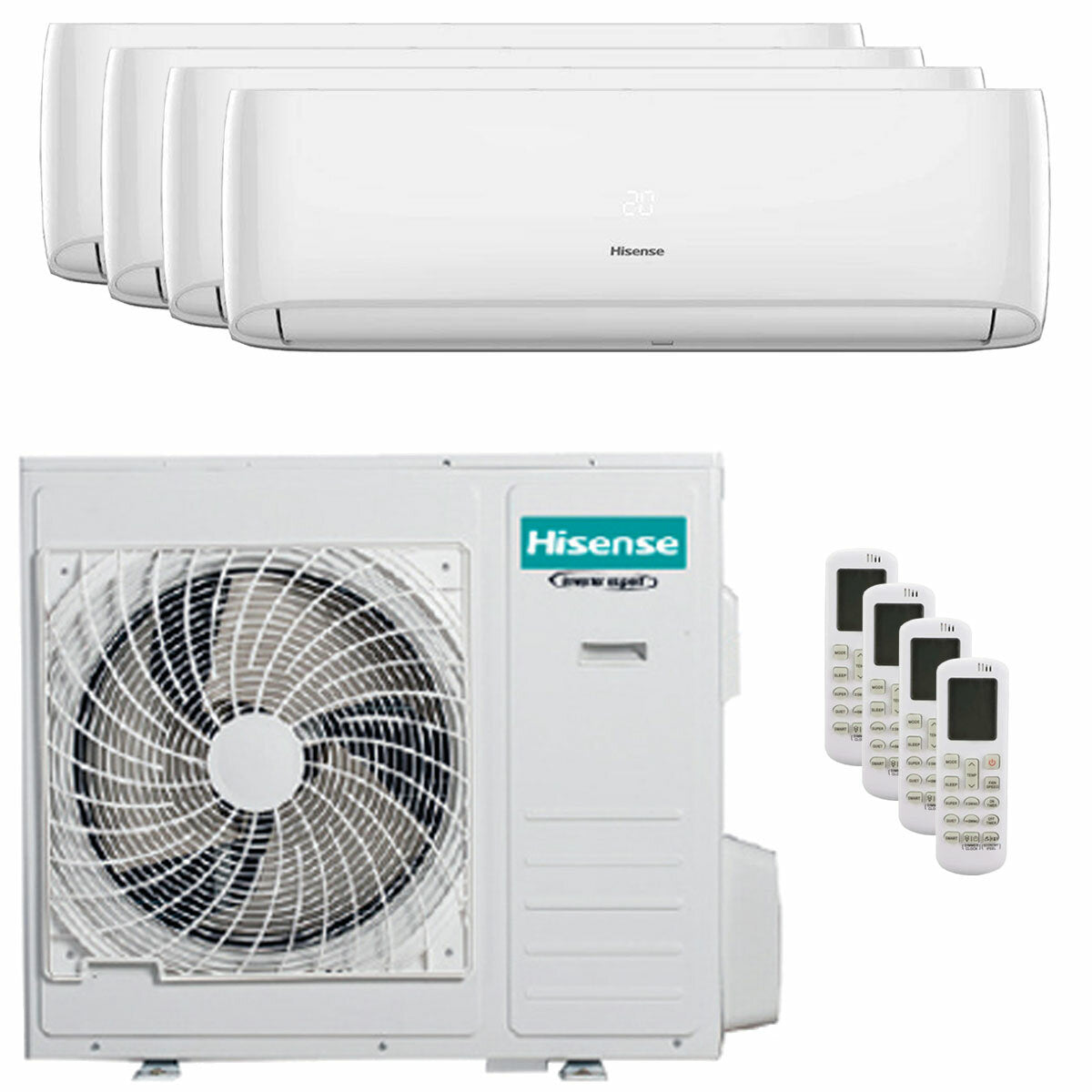 Climatiseur Hisense Hi-Comfort quadri split 7000 + 12000 + 12000 + 12000 BTU inverter A++ wifi unité extérieure 10.0 kW