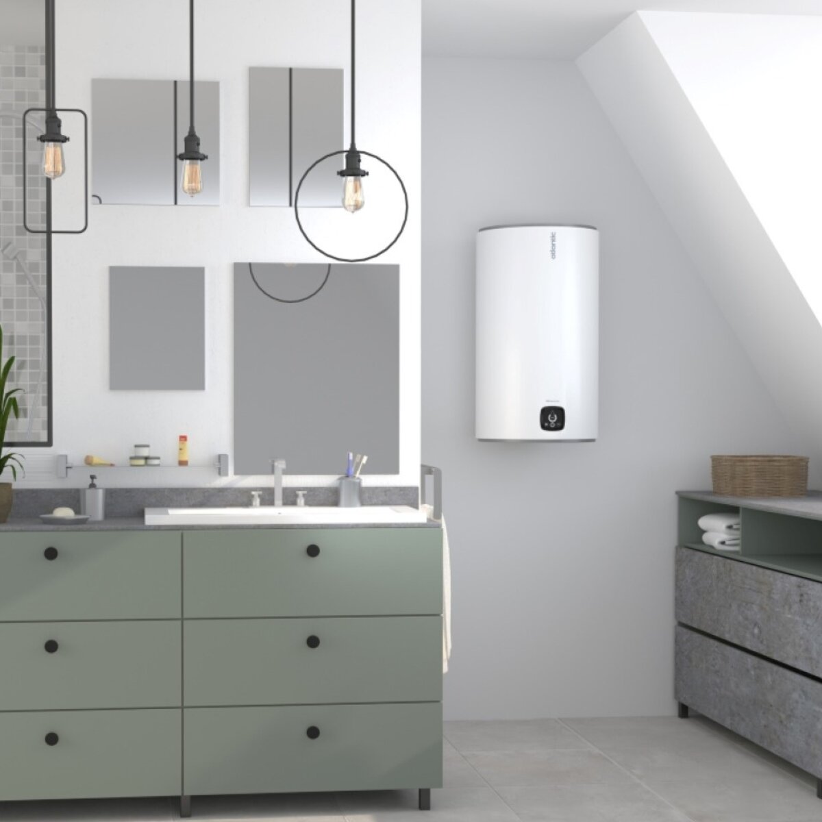 Chauffe-eau électrique vertical Atlantic Genius Steatite Wi-Fi 100 litres