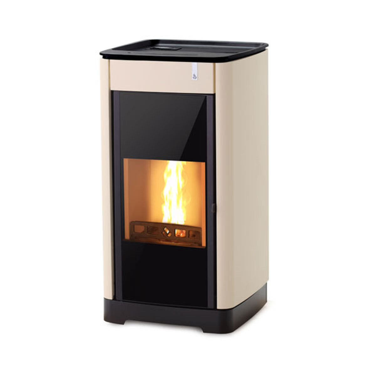 Poêle multi-combustibles Girolami Furni 26 couleur ivoire, 24 kW, alimentation hydroélectrique + kit ECS