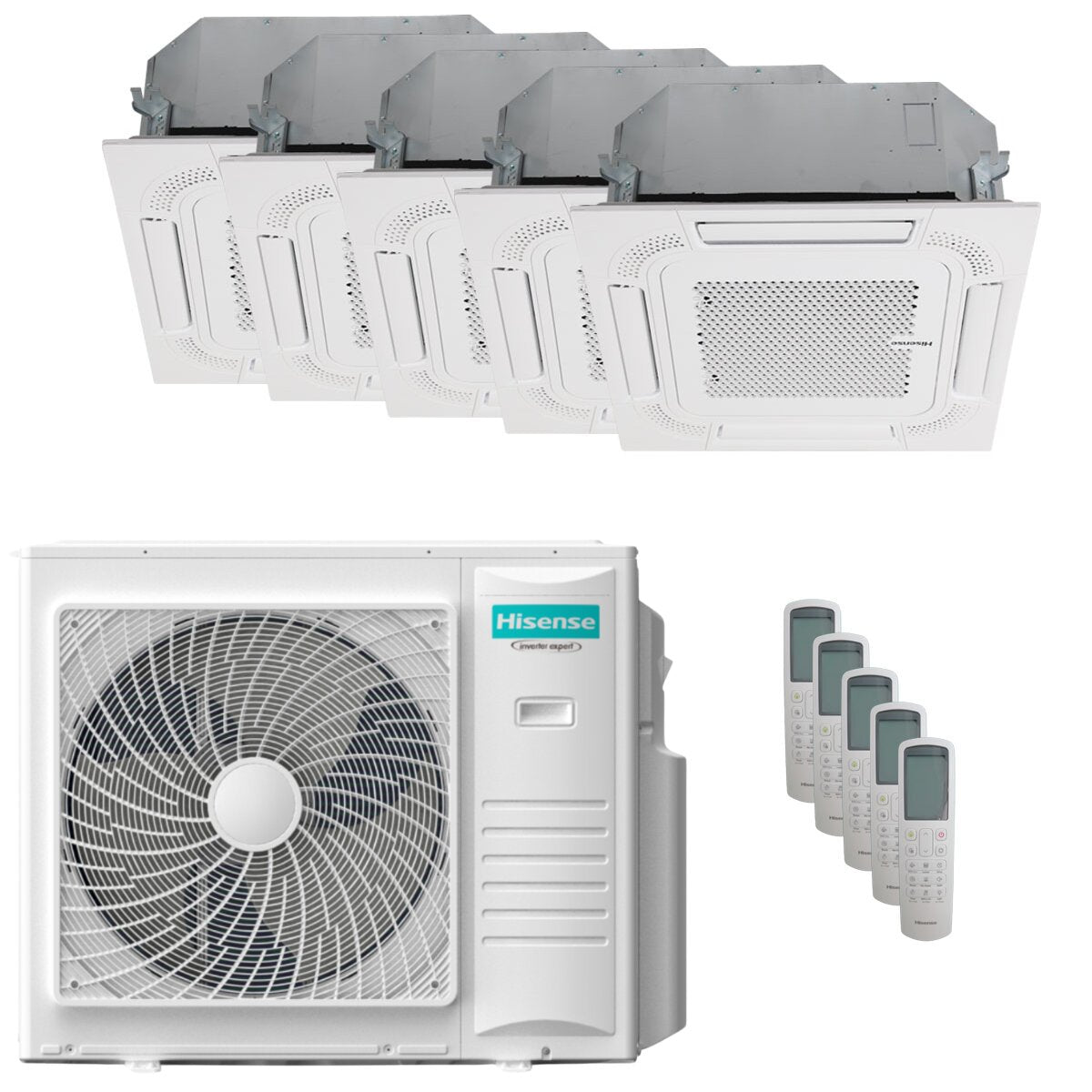 Climatiseur cassette Hisense ACT penta split 9000+9000+9000+12000+12000 BTU inverter A++ unité extérieure 10 kW