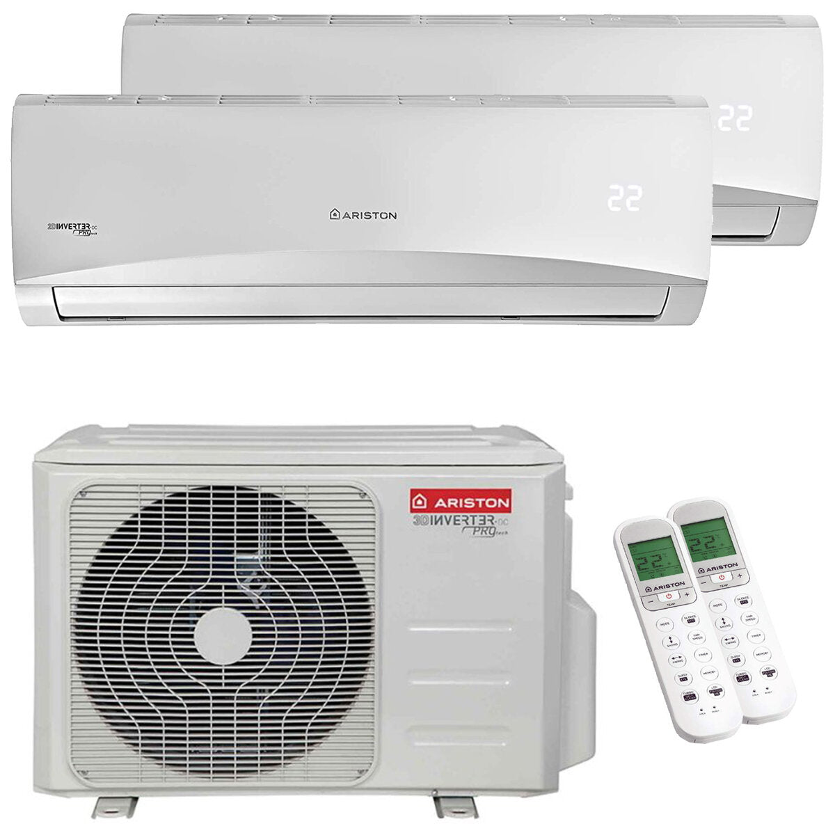 Ariston PRIOS R32 Dual-Split-Klimaanlage 9000+9000 BTU Inverter A+ Außengerät 5,0 kW