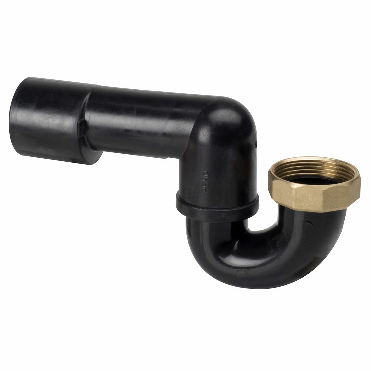 Valsir C2 siphon in HDPE for bath drain with brass nut, connection to be welded, low versiomn