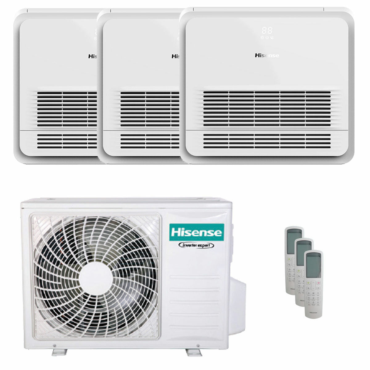 Hisense Console AKT trial climatiseur split 9000+12000+12000 BTU inverter A++ unité extérieure 7 kW