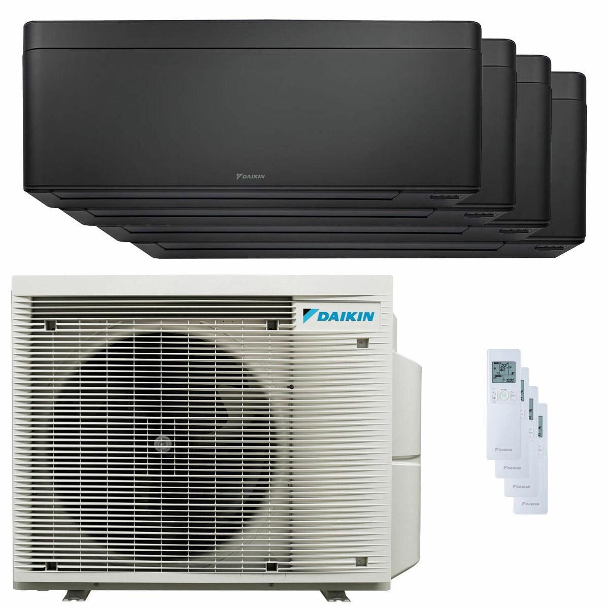 Daikin Stylish Total Black Quadri Split Klimaanlage 9000+9000+12000+18000 BTU Inverter A++ WLAN-Außeneinheit 7,8 kW 