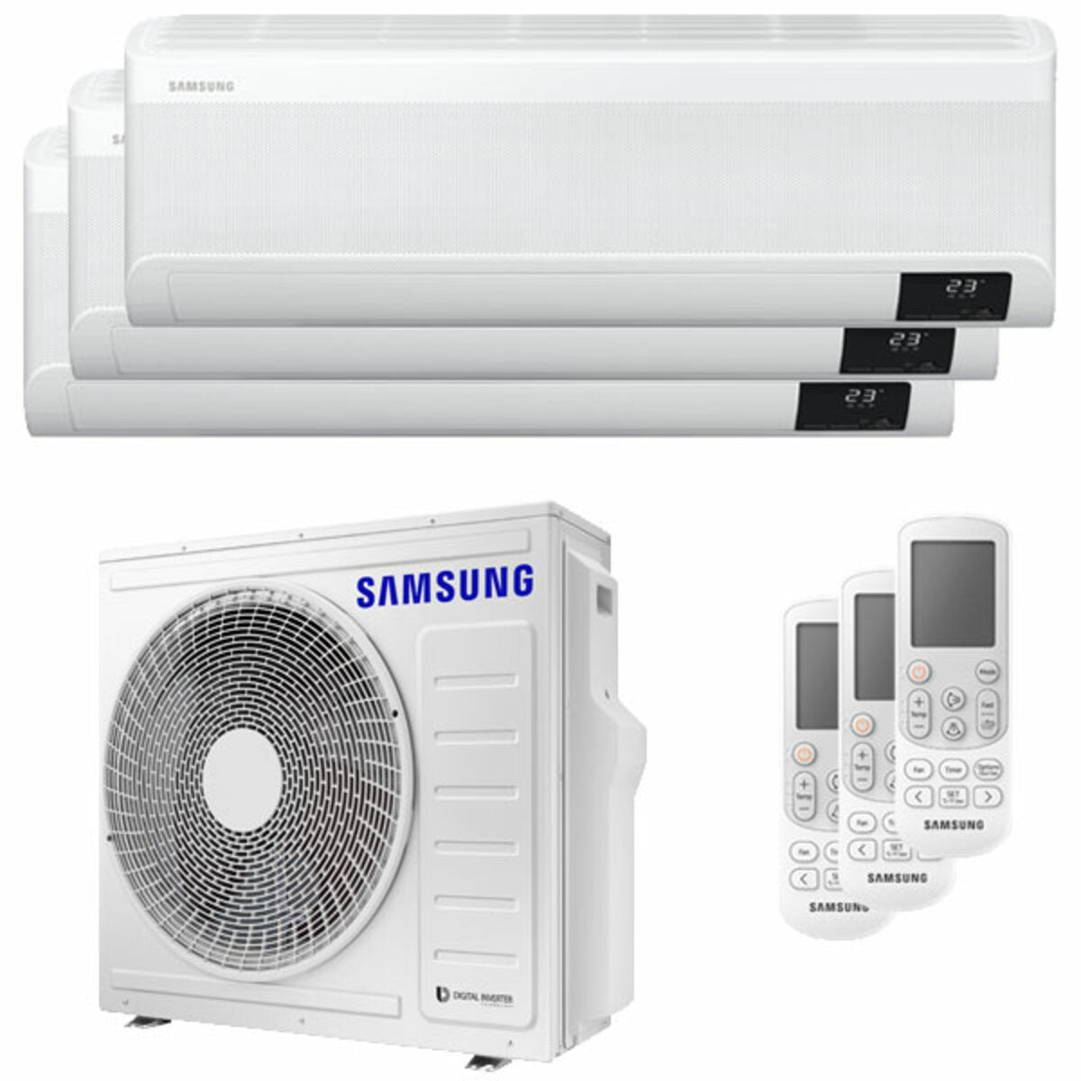 Climatiseur sans vent Samsung Avant trial split 9000 + 9000 + 12000 BTU onduleur A ++ wifi unité extérieure 6,8 kW