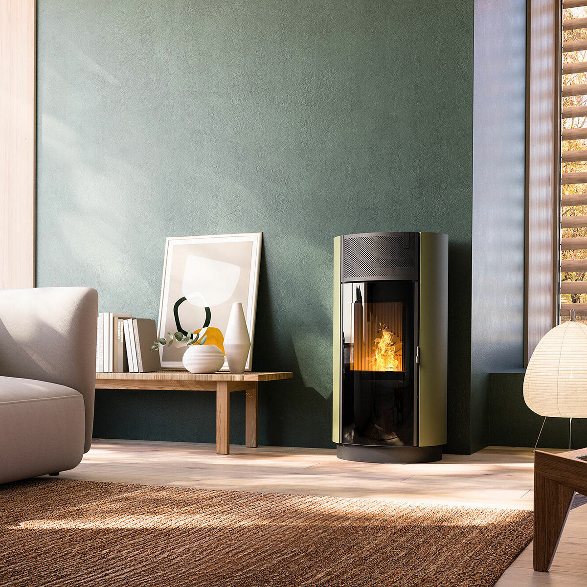 Poêle à granulés Girolami Round 9 8 kW WiFi Air - Vert