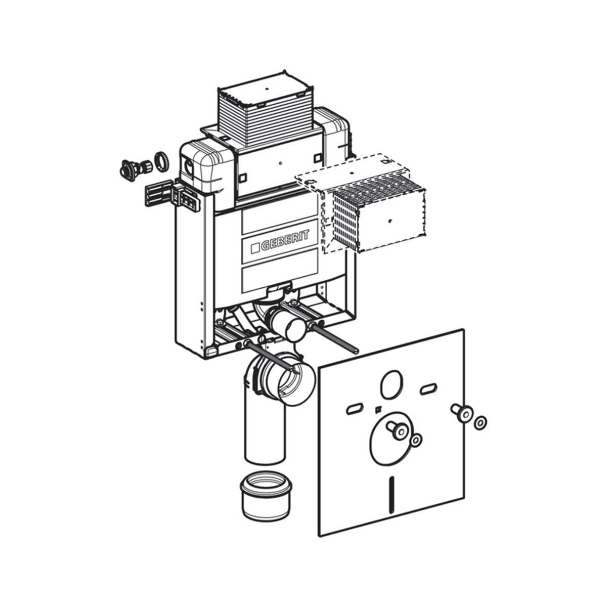 Geberit Omega 12 built-in cistern with Combifix installation module for 82 cm wall hung wc