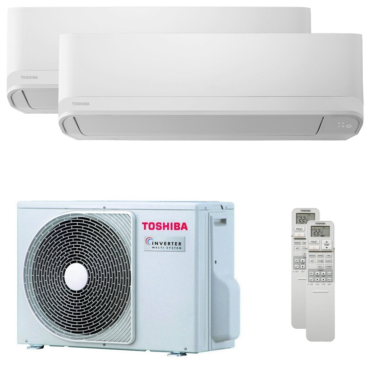 Climatiseur Toshiba Seiya Classic dual split 5000+5000 BTU inverseur A++ unité extérieure 3,3 kW 