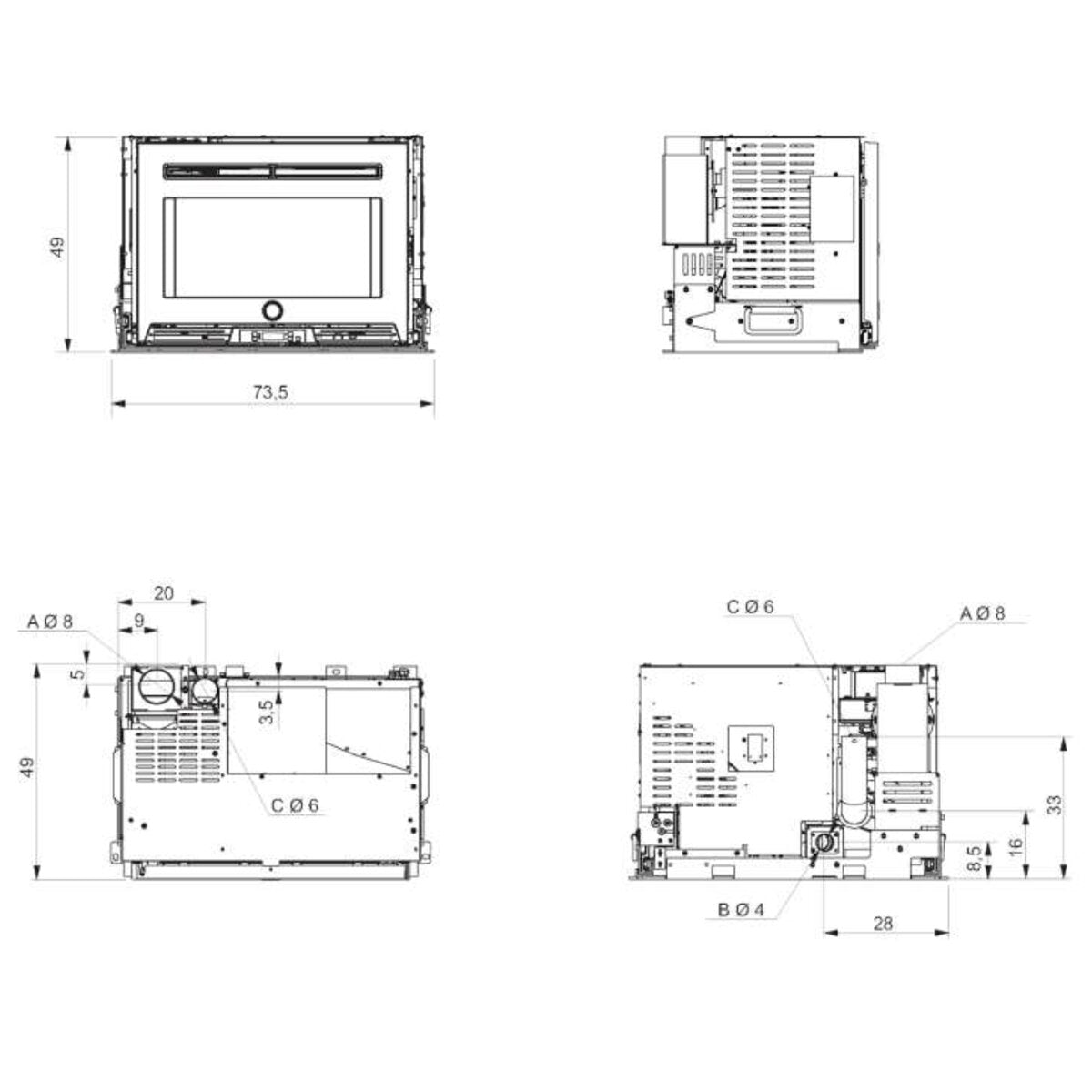 Pellet fireplace insert PELLEK100+ EVO2 EK63 - Edilkamin group - 10 kW with ducted air, WiFi