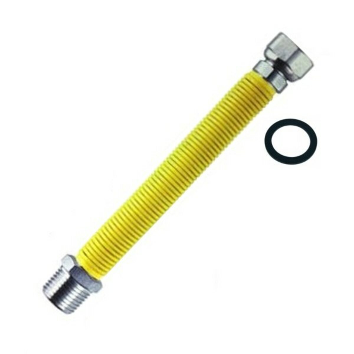 Tuyau extensible 1/2" x 1/2" m/f acier revêtu jaune pour gaz