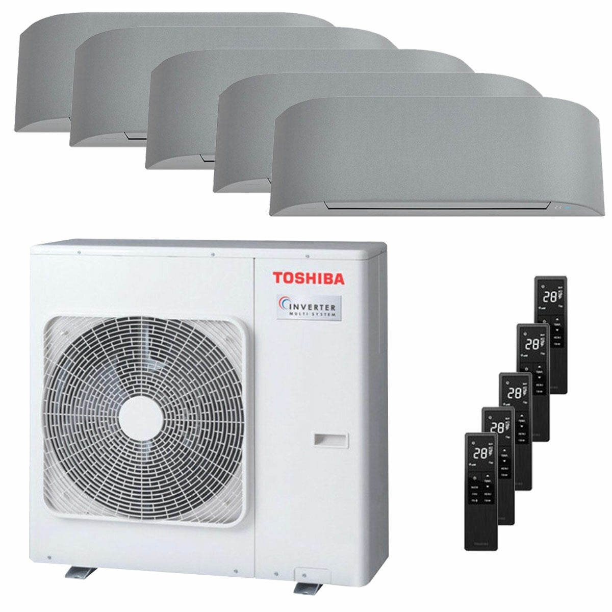 Climatiseur penta split Toshiba Haori 9000+9000+9000+9000+9000 BTU inverseur A++ unité extérieure wifi 10,0 kW