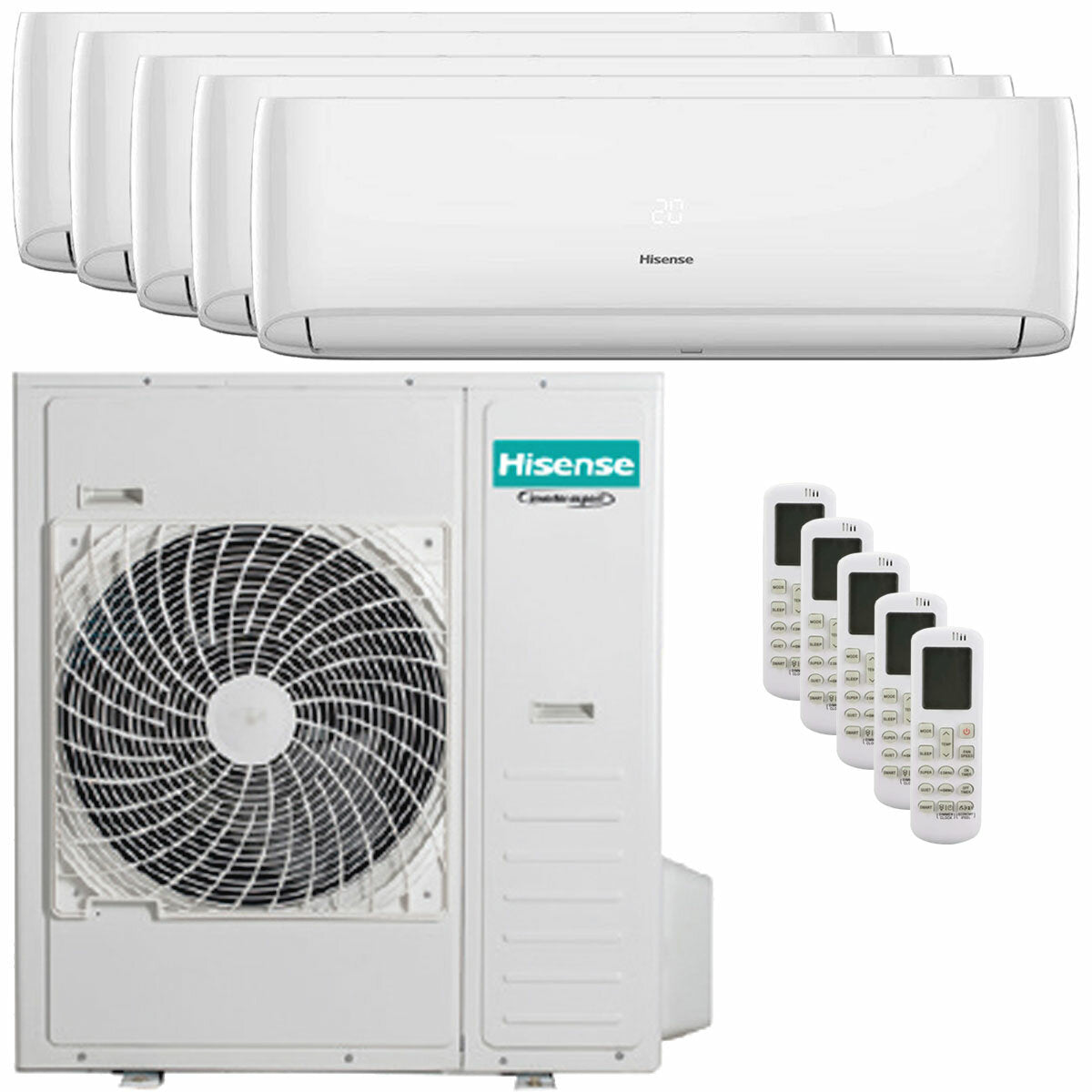Hisense Hi-Comfort penta split air conditioner 9000 + 9000 + 12000 + 12000 + 12000 BTU wifi inverter outdoor unit 12.5 kW