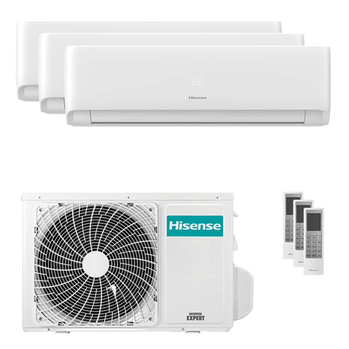 Hisense EcoSense Trial-Split-Klimaanlage 9000+9000+9000 BTU Wechselrichter A++ WLAN-Außeneinheit 5,5 kW 