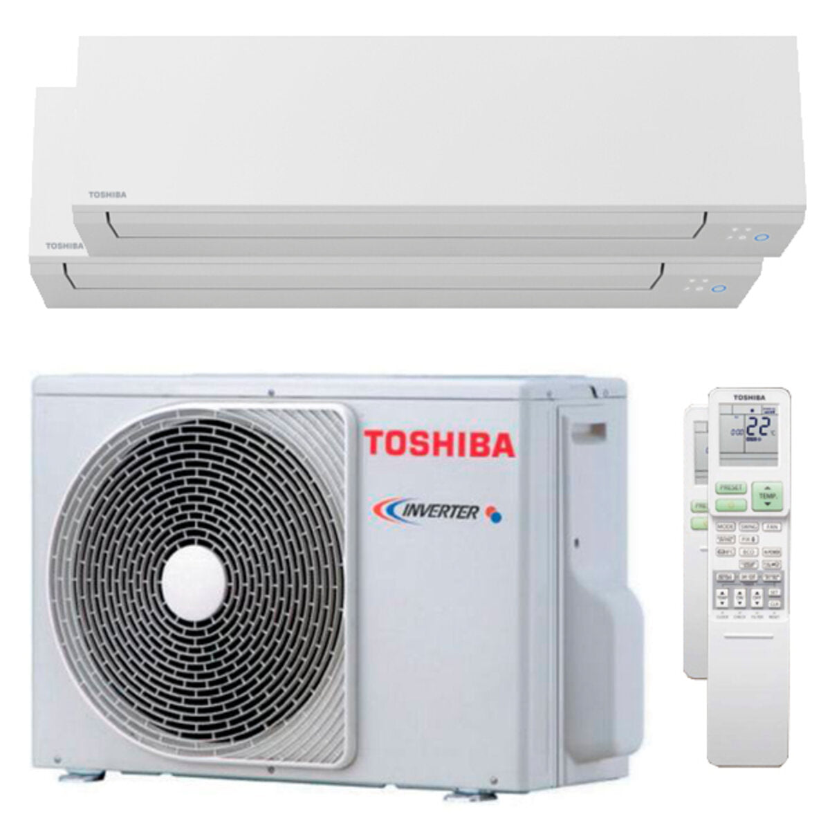 Toshiba SHORAI Edge-Klimaanlage Dual Split 5000+12000 BTU Inverter A++ WLAN-Außeneinheit 4 kW